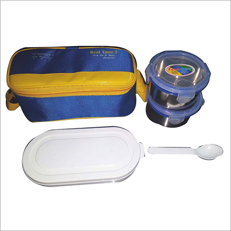 Real Taste 3 Lunch Box - Lightweight Design, 1-12 Millimeter Thickness | Blue & White Color for Easy Portability and Style
