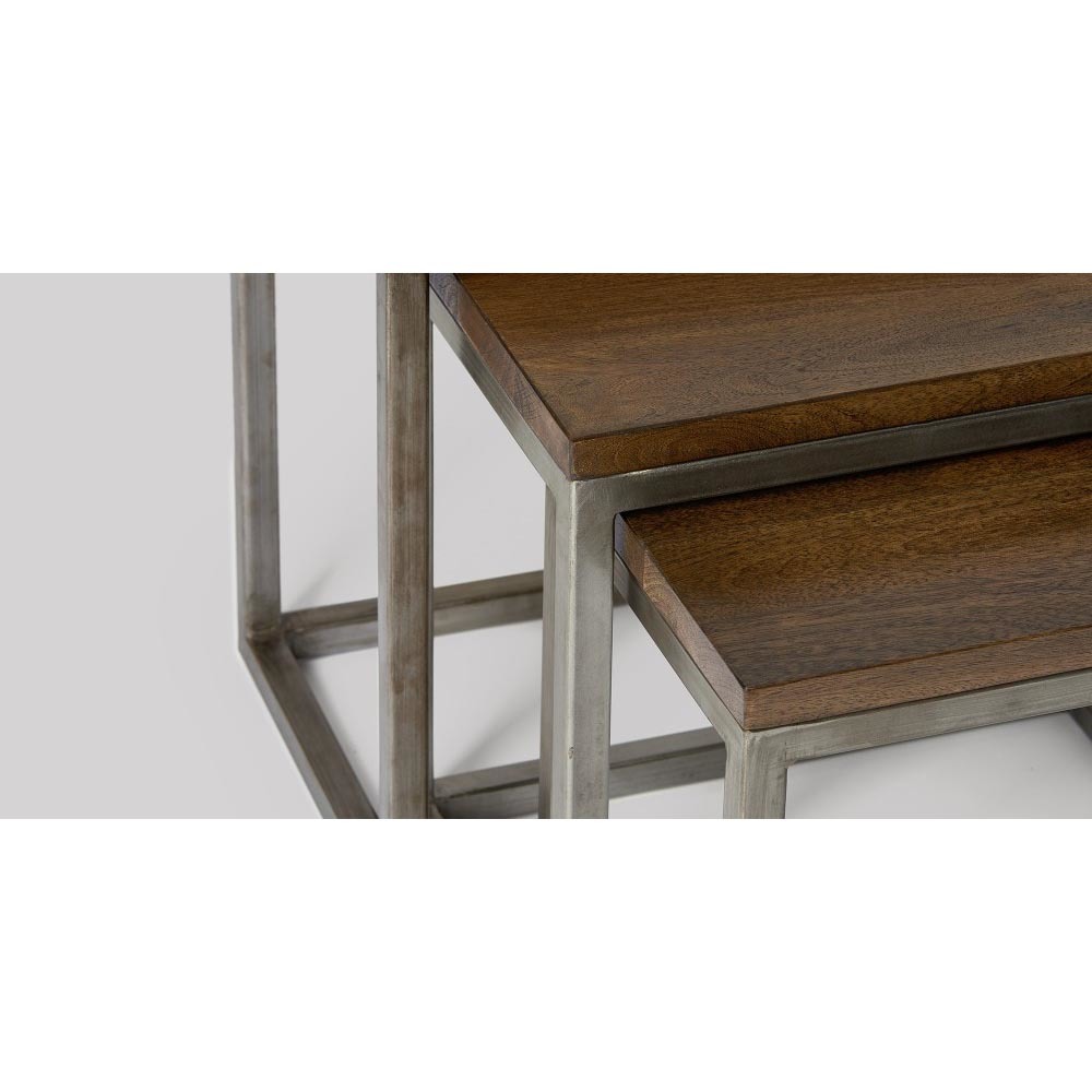 Creative Art Mango Wood Iron Side Table Set