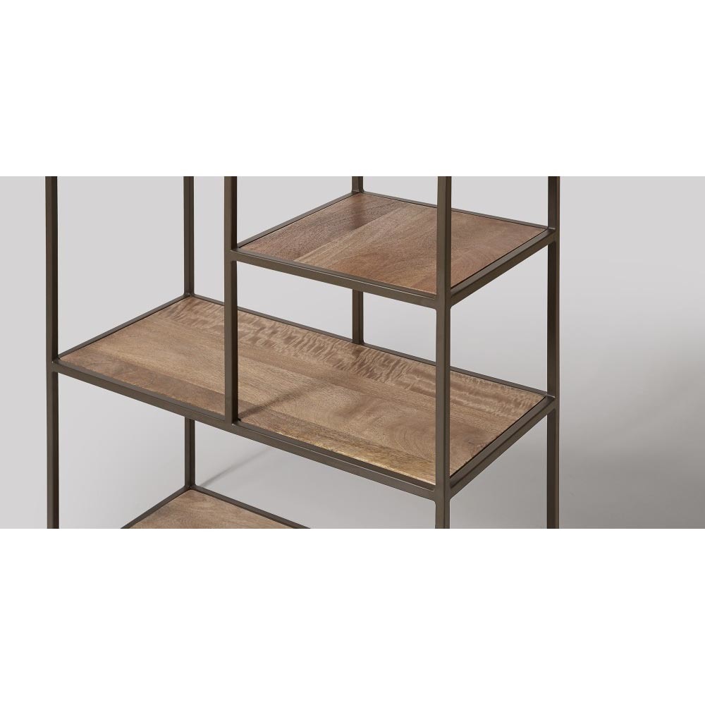 Hanging Rail - Wrought Iron And Mango Wood, 75cm Width X 35cm Depth X 180cm Height, Durable And Versatile Design With Four Shelves