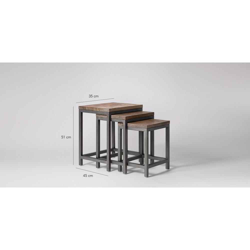 Nesting Tables - Stained Wood With Lightly Distressed Finish, Vintage Appeal, Durable Design, Stackable Convenience