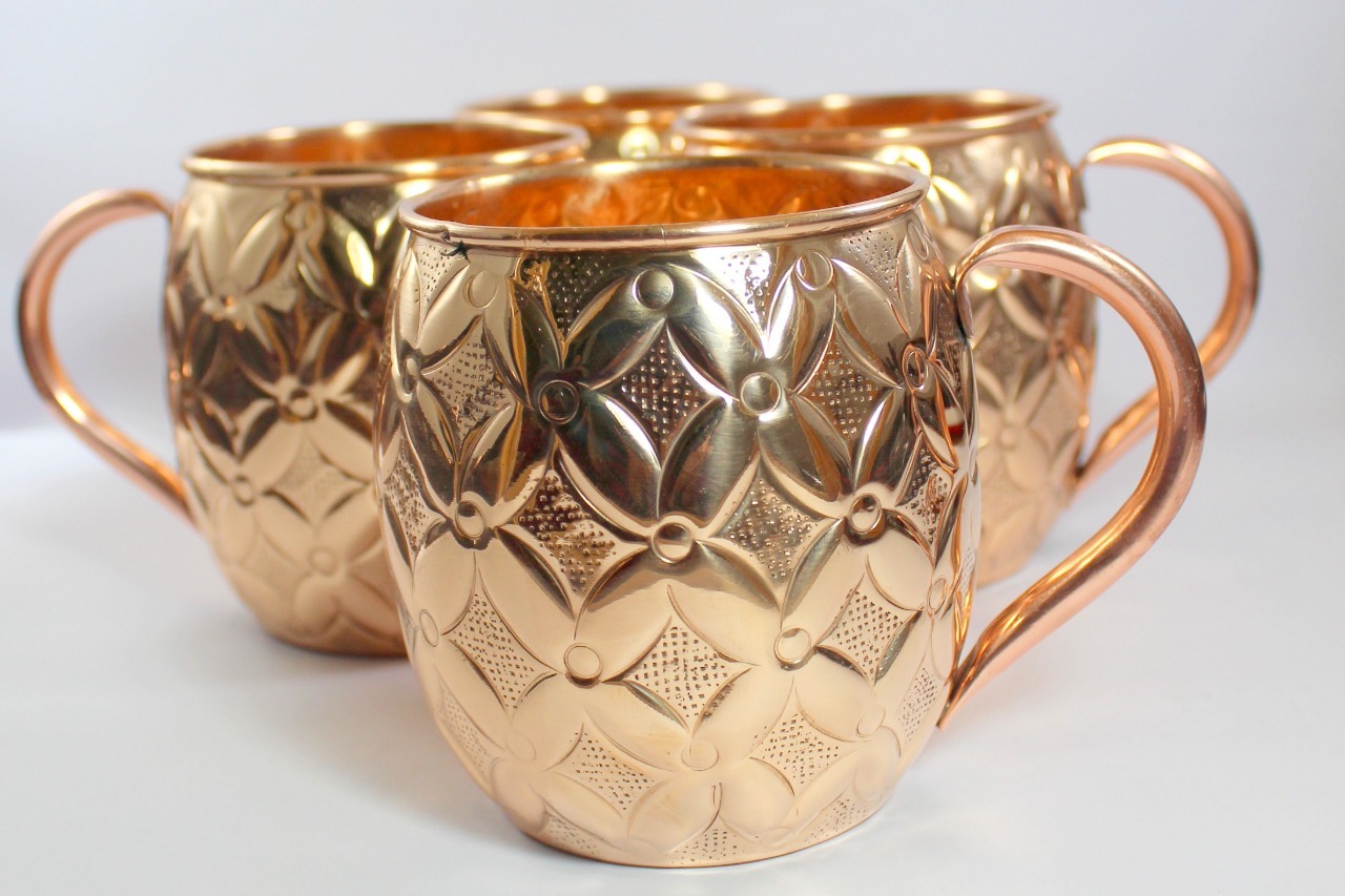 Copper Hammered Mug - Copper, 9.5h X 8cm, 350g | Hand-hammered, Riveted Handles, Tin Lining, Polished To Resist Tarnishing, Elegant Appearance