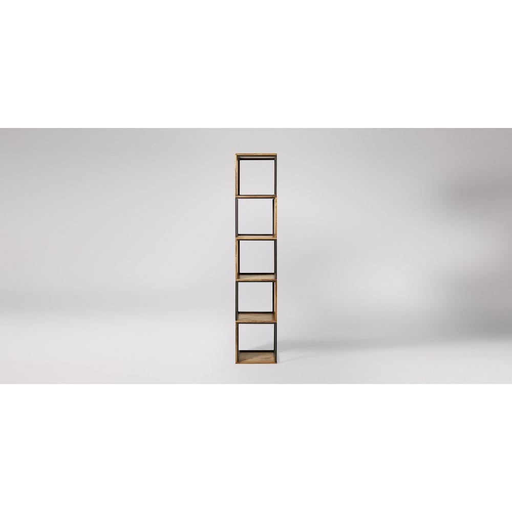 Industrial Shelving Unit - Sealed Wood & Charcoal Painted Metal, 5 Spacious Shelves, Vintage Appearance, Durable & Low Maintenance Design