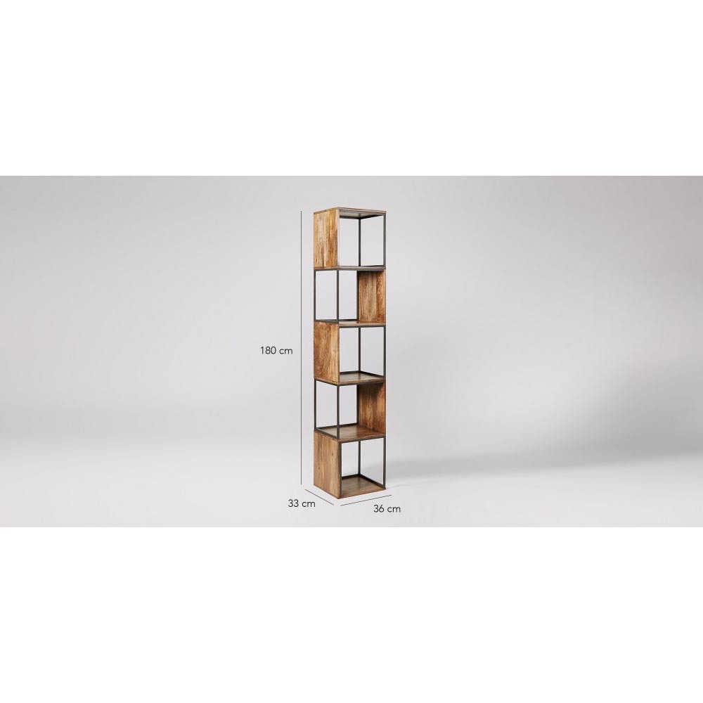 Industrial Shelving Unit - Sealed Wood & Charcoal Painted Metal, 5 Spacious Shelves, Vintage Appearance, Durable & Low Maintenance Design