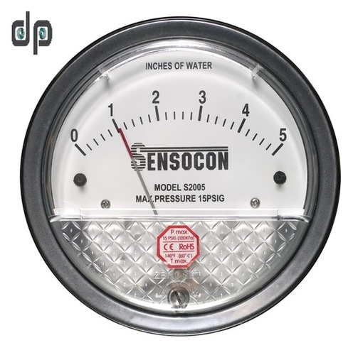 सेंसोकॉन मैग्नेहेलिक गेज का उपयोग करता है: 0 से 5 मिमी Wc का माप: गैस का दबाव