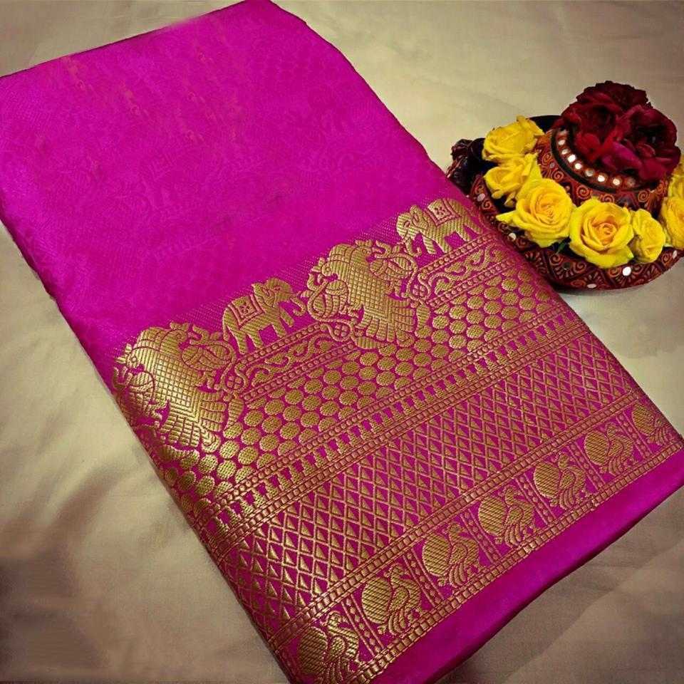 Pruple Sethnic Plain Saree With Zari Border Wholesale