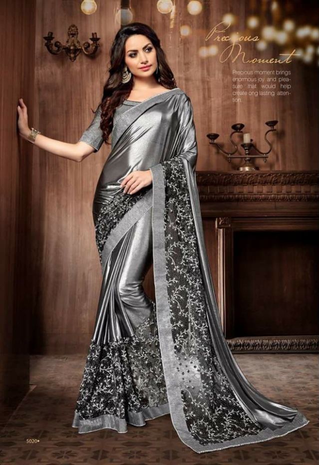 Teal Blue Sethnic Shreeram Blossom Sarees Lycra Net