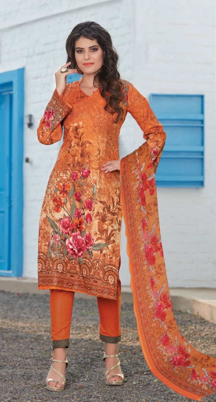 Raheja Lotus Cambric Cotton Printed Suits - Un-stitched, Customized Up To 42 | Blue Cambric Cotton, Weaving Silk Blouse, Modern Dress Type, Printed Material
