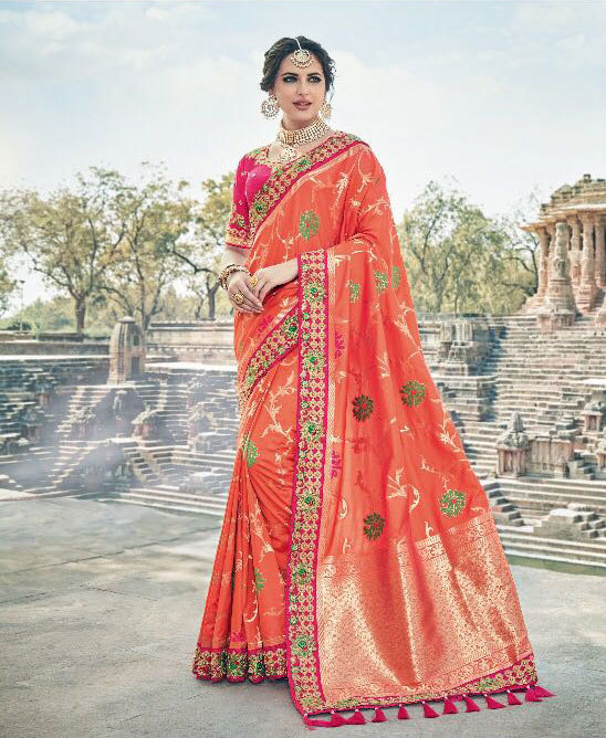 Orange Designer Sarees