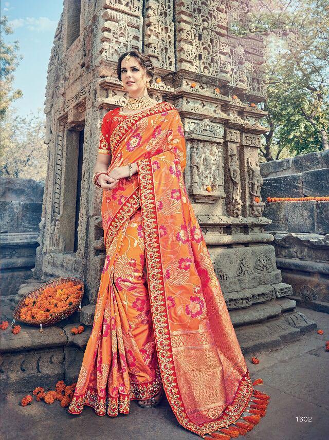 Orange Designer Sarees