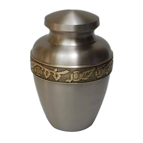 Avelon Urn - Brass Metal Engraved Religious Design, 10 Inch Size, Plated Finish, 2.200 Kg Volume