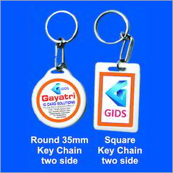 Key Chains - Plastic & Stainless Steel, 35 Mm | Two-sided, Round & Square Shapes In Classic White For Corporate Office Usage