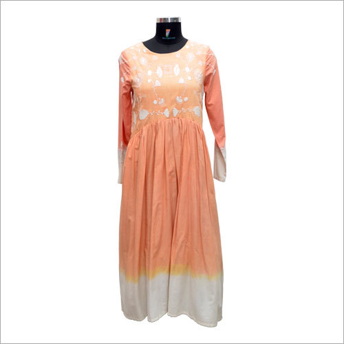 महिलाओं के लिए कस्टमाइज्ड गोल गर्दन मैक्सी ड्रेस