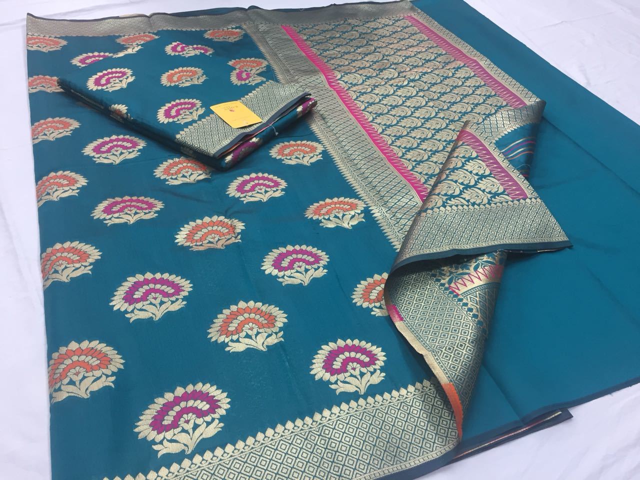 Orange Rajtex Pure Silk Saree Collection Heavy Zari Butta