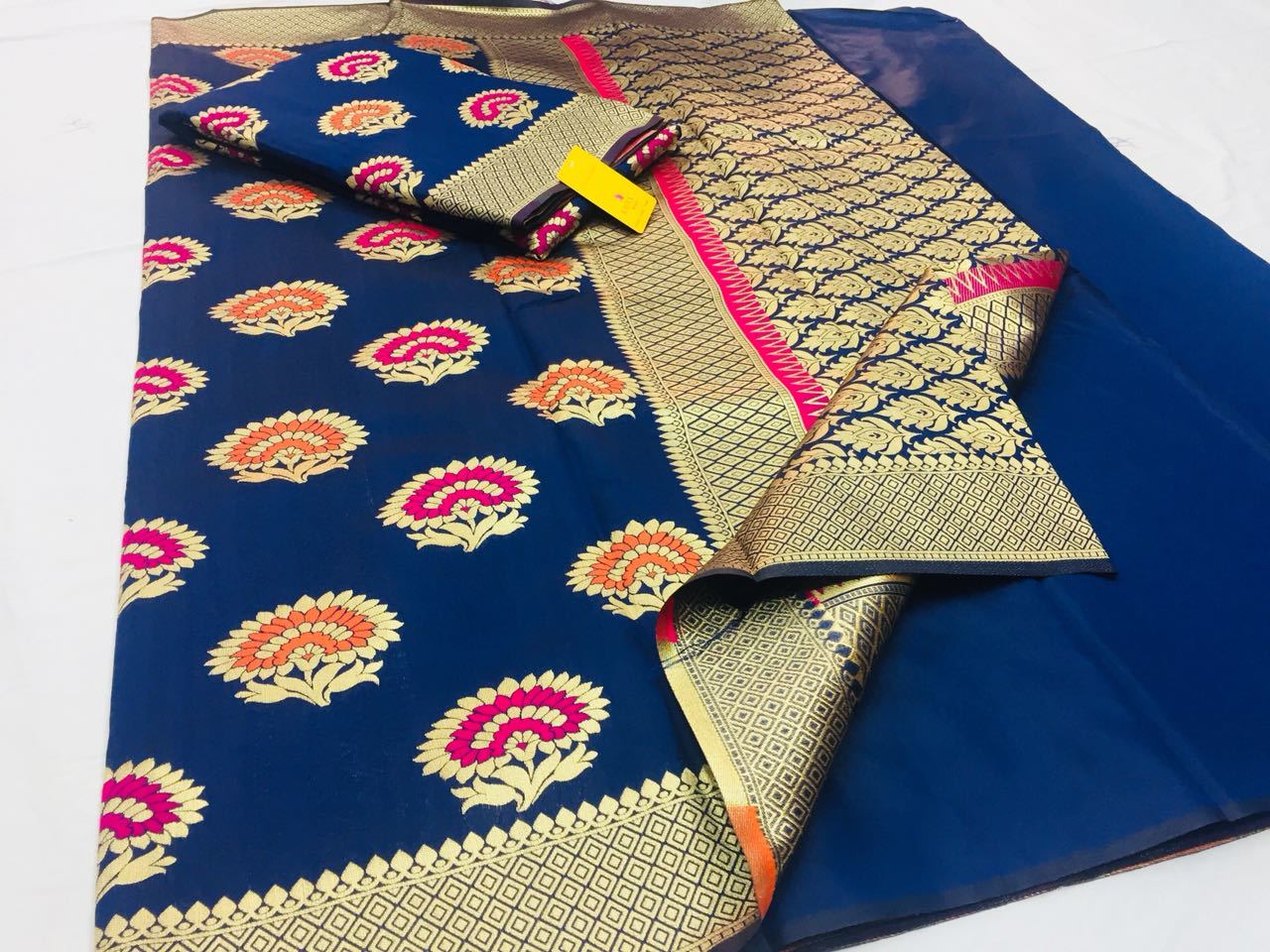 Orange Rajtex Pure Silk Saree Collection Heavy Zari Butta