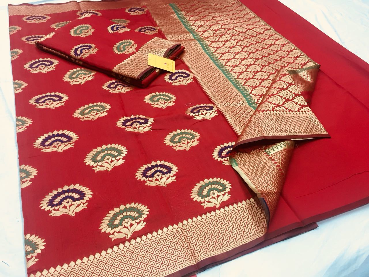 Orange Rajtex Pure Silk Saree Collection Heavy Zari Butta