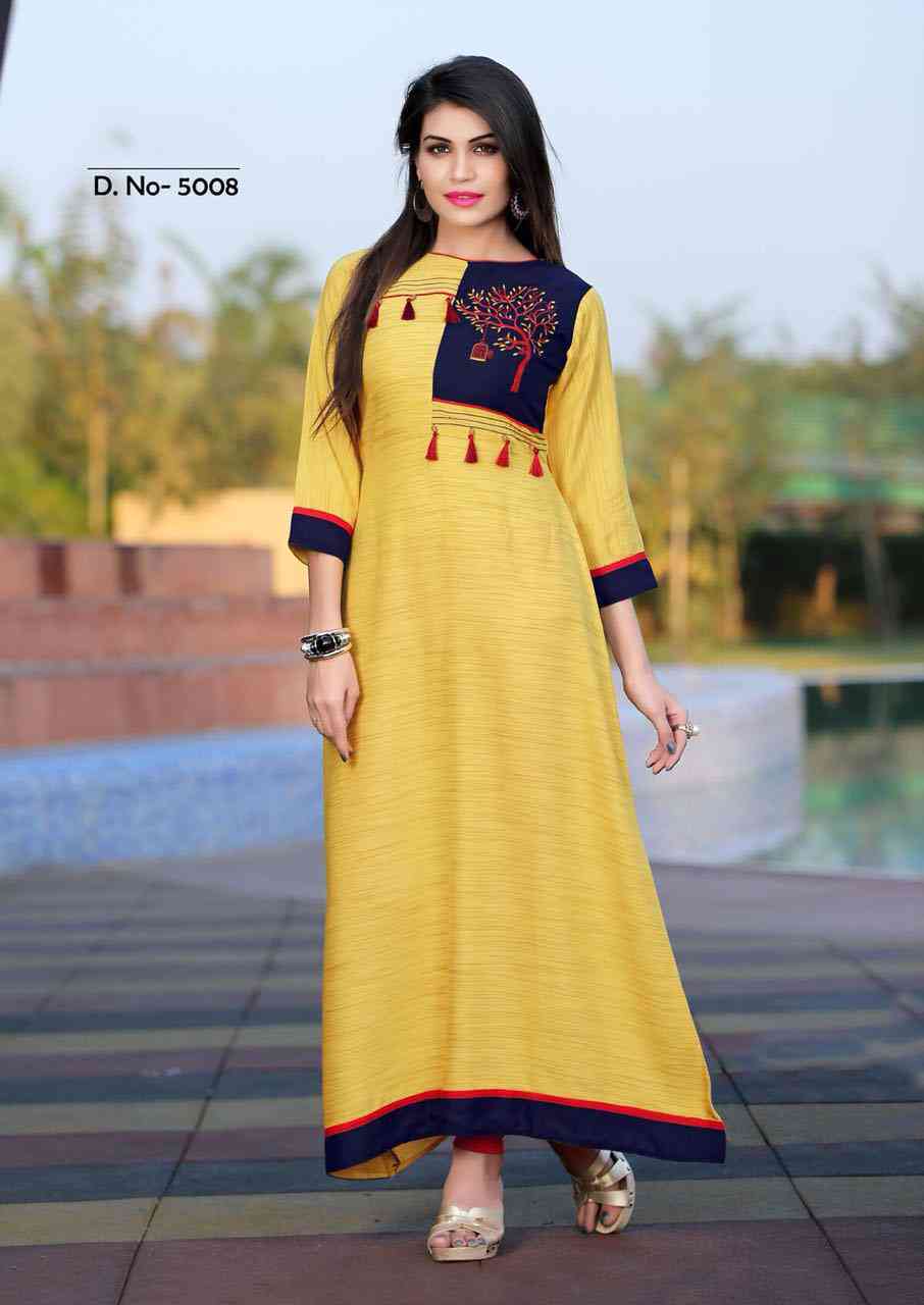 Mittoo Prachi Khadi Rayon Kurti Long Dress - Khadi Rayon Material, Customized Size, Beige Color, Printed Pattern | Formal Dress For All Seasons