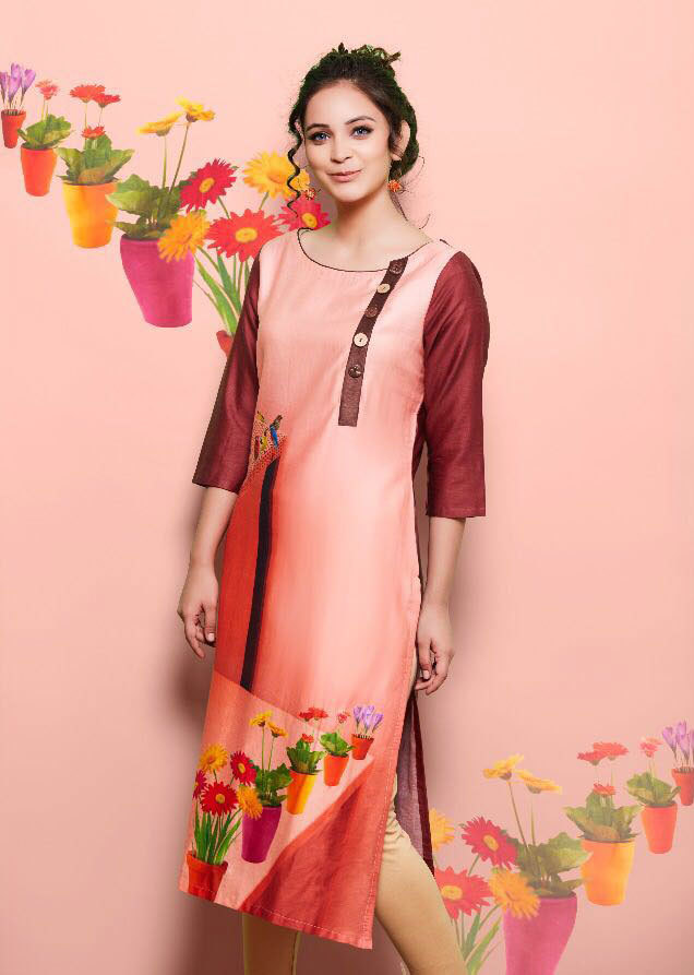 Psynatex Rome 2 Cotton Satin Digital Printed Kurti
