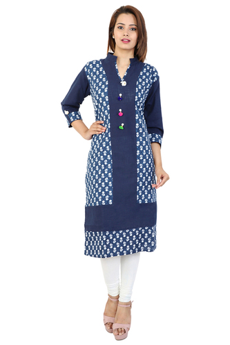 कॉटन प्रिंटेड सीधी कुर्ती