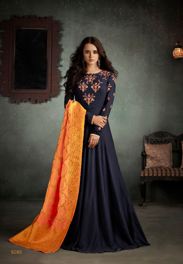 Arihant Rizwana Readymade Gowns Banrasi Dupatta