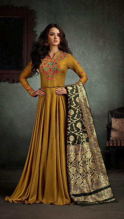 Arihant Rizwana Readymade Gowns Banrasi Dupatta