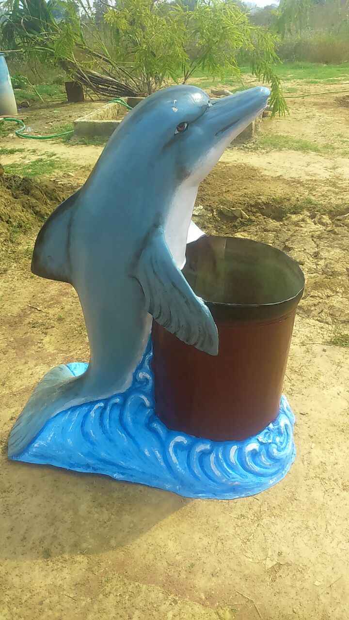 Animal Shaped Dustbin - Frp Material, Multicolor Design | Customizable Options For Fun And Functional Waste Management