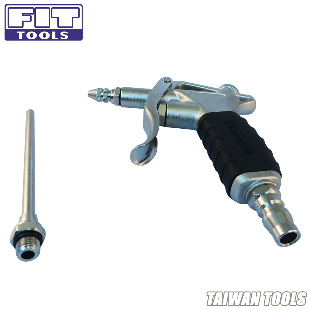 Two Way Aluminum Air Duster Blow Gun W-flow Adjustable And 110mm Long Nozzle(rubber Handle)