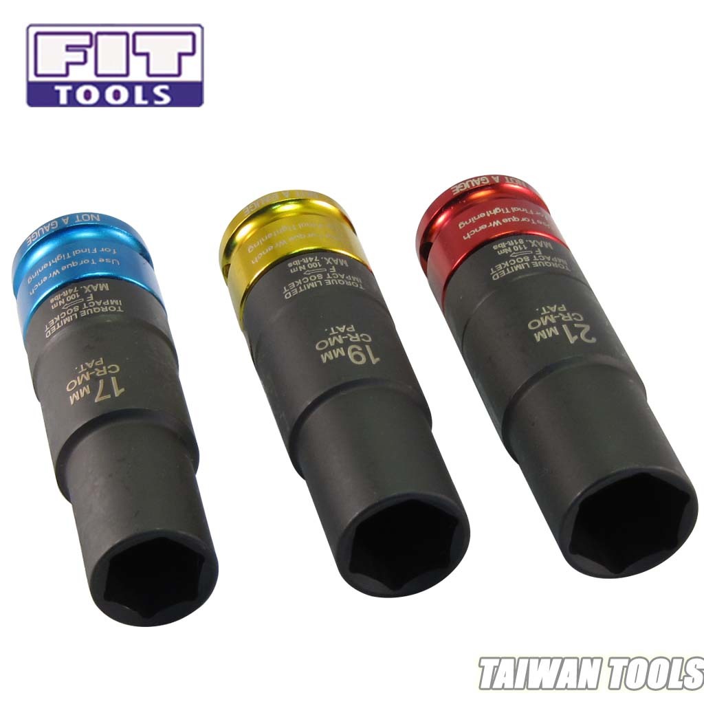 3 Pcs 100mm Thin Wall Saftey Torque Limited Impact Socket (Max. 100 110nm)