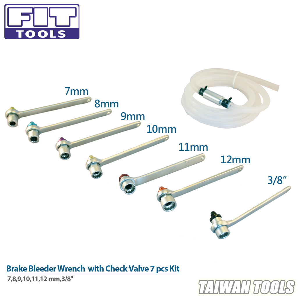 7,8,9,10,11,12 Mm,3-8 Brake Bleeder Wrench With Check Valve 7 Pcs Kit