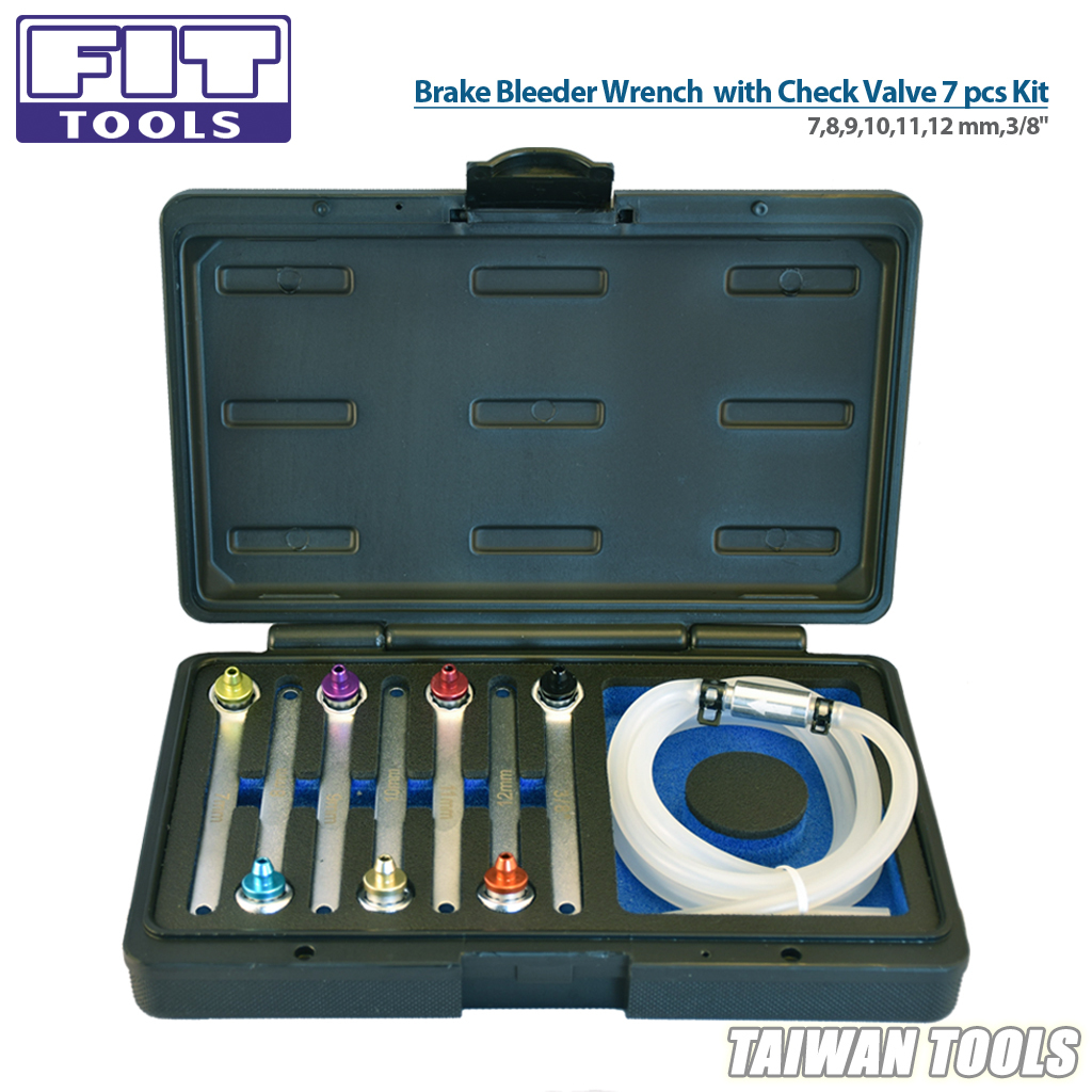 7,8,9,10,11,12 Mm,3-8 Brake Bleeder Wrench With Check Valve 7 Pcs Kit