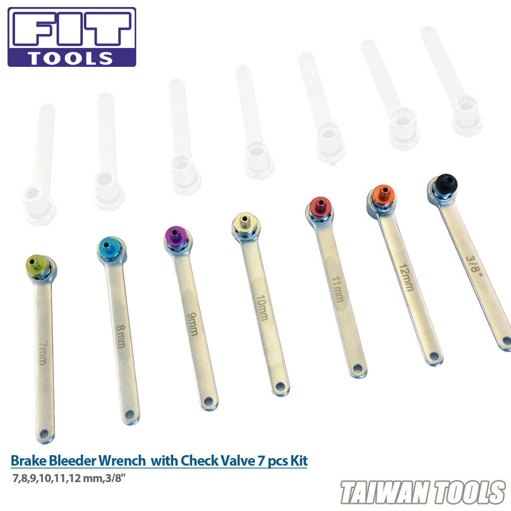 7,8,9,10,11,12 Mm,3-8 Brake Bleeder Wrench With Check Valve 7 Pcs Kit