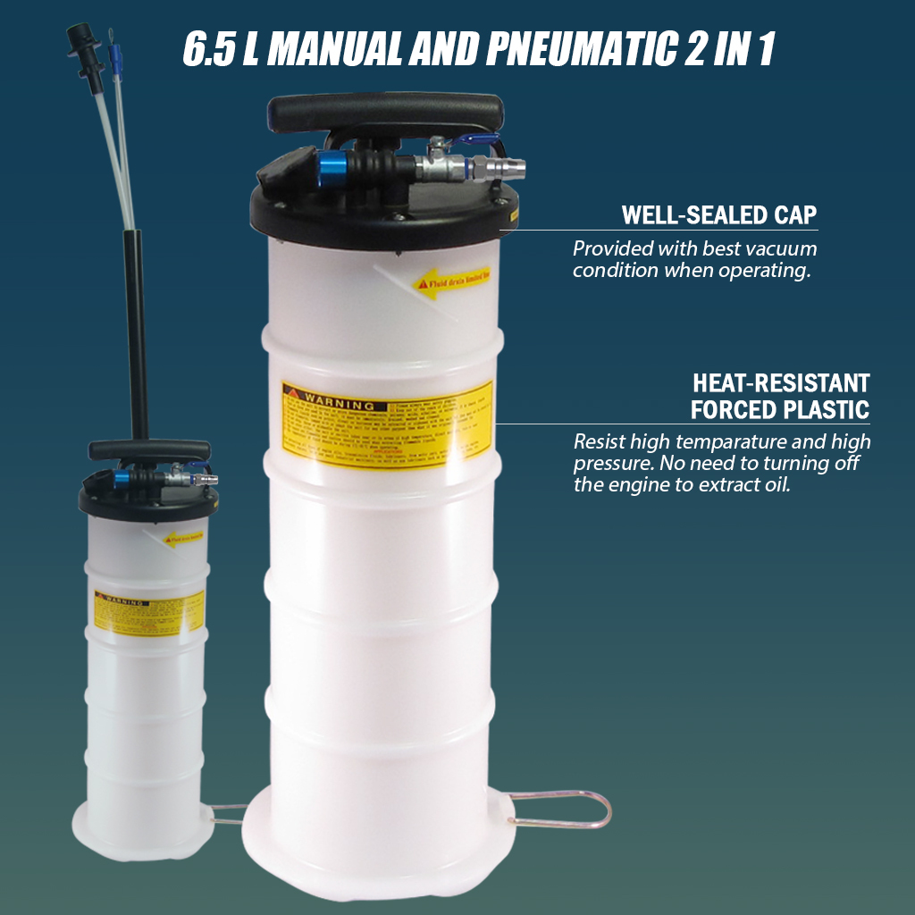 Fit Tools 6.5 Liter Pneumatic / Manual Operation Oil Or Fluid Changer Vacuum Extractor Pump