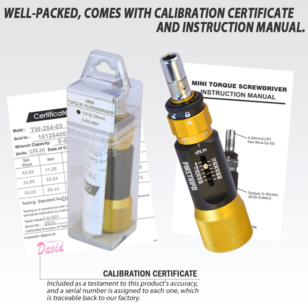 1-4(6.35mm) Hex. Dr. Mini Torque Screwdriver 0.05~0.6nm