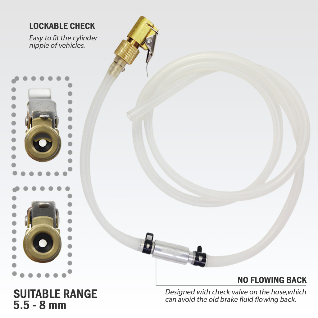 Fit Tools Made In Taiwan Lockable Brake Fluid Bleeder Hose With Check Valve Set