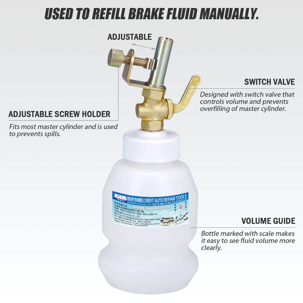 Fit Tools 1l Brake Oil Or Fluid Automatic Filling Bleeder Bottle 1000 Cc
