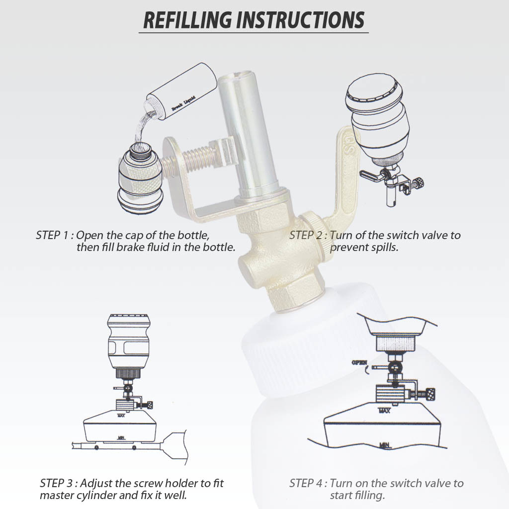 Fit Tools 1l Brake Oil Or Fluid Automatic Filling Bleeder Bottle 1000 Cc
