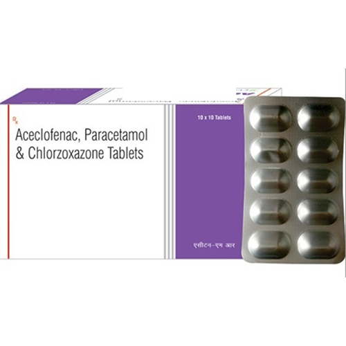 Aceclofenac, Chlorzoxazone and Paracetamol Tablet - Pack of 10 Tablets | Effective Pain Relief for Joint and Muscle Pain, Customizable Packaging