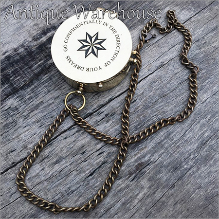 Go Confidently Brass Compass With Chain