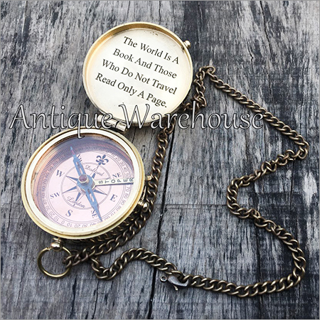 Designer Brass Compass With Chain