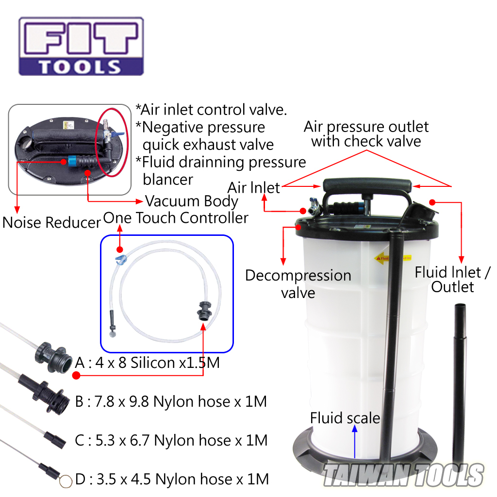Fit Tools 9.5l Pneumatic And Manual Operation Oil Or Fluid Extractor