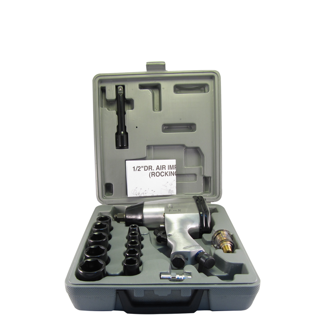 Fit Tools 1/2" Air Rocking Dog Impact Wrench With 10 Pcs Cr-v Sockets Kit