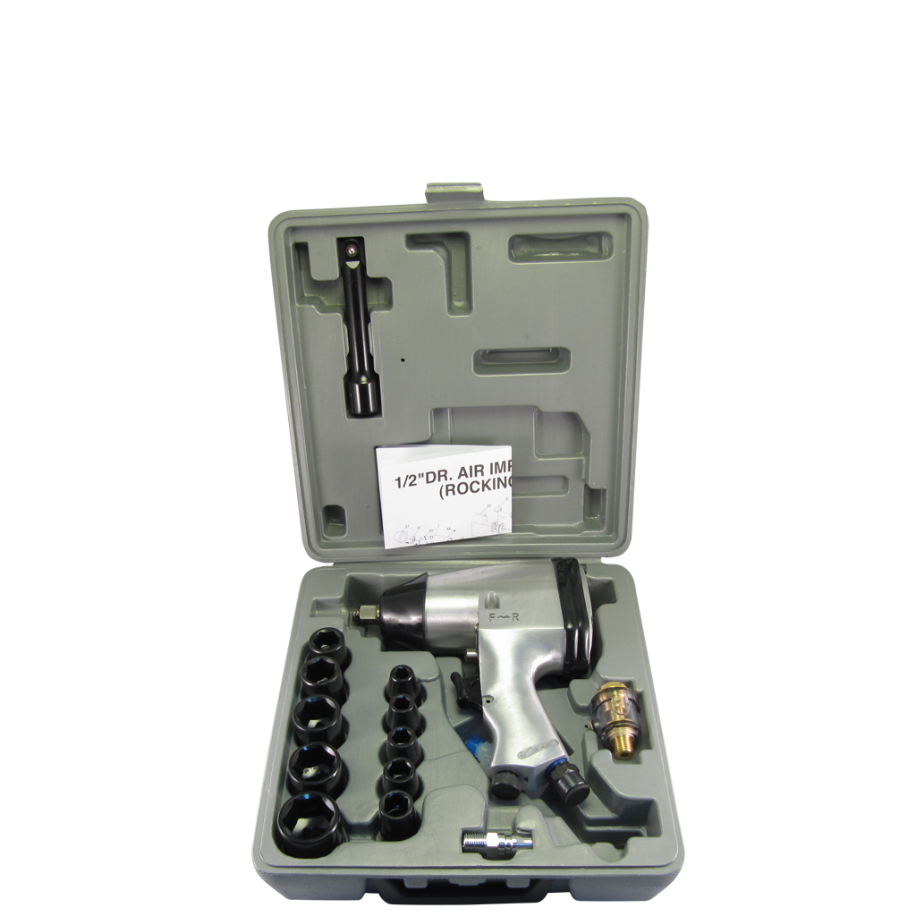 Fit Tools 1/2" Air Rocking Dog Impact Wrench With 10 Pcs Cr-v Sockets Kit