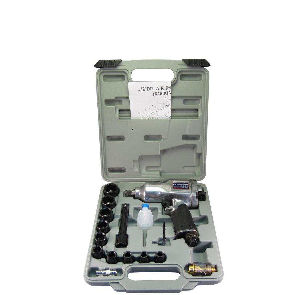 Fit Tools 1/2" Air Adjustable Torque Impact Wrench With 10 Pcs Cr-v Socket Kit