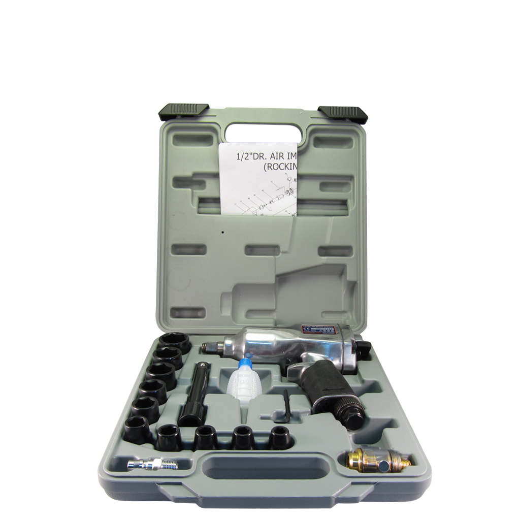 Fit Tools 1/2" Air Adjustable Torque Impact Wrench With 10 Pcs Cr-v Socket Kit