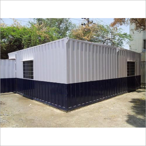 Portable Prefabricated Cabin - Steel Modular Frame, White Metal Sheet Walls, Aluminum Sliding Windows, Easy to Assemble and Ideal for Office Use
