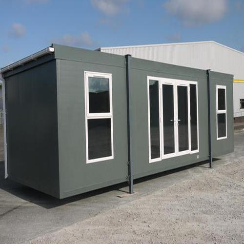 Shop Porta Cabin - Steel Material, Modular Design, Green Color | Easily Assembled with PU Insulation, PVC Sliding Window