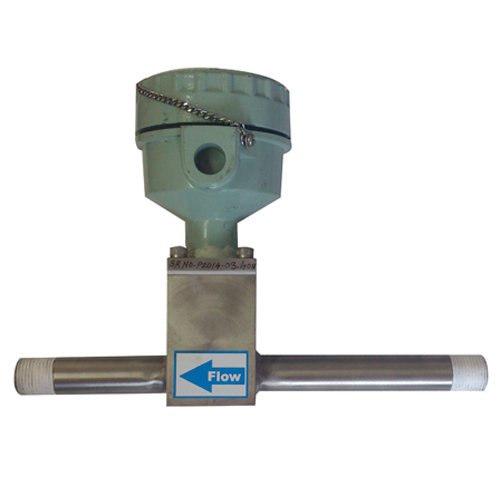 Flow Transmitter - Blind Insertion Paddle Wheel Type, IP65 Enclosure, Silver and Green, 4 to 20 mA Output, 0.5 m Signal Cable