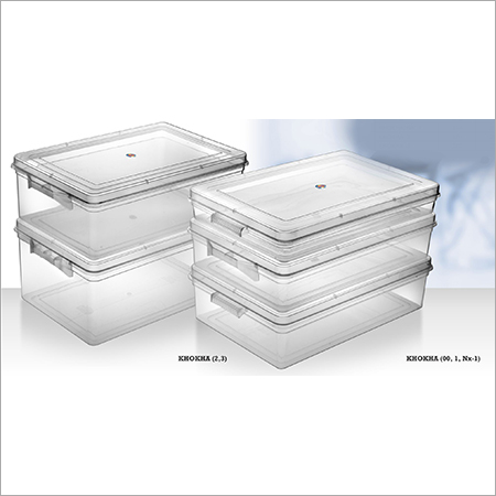 Khokha Packaging Containers - Plastic Square Food Container, 500-1500 Gram Capacity, Transparent, Folding Design