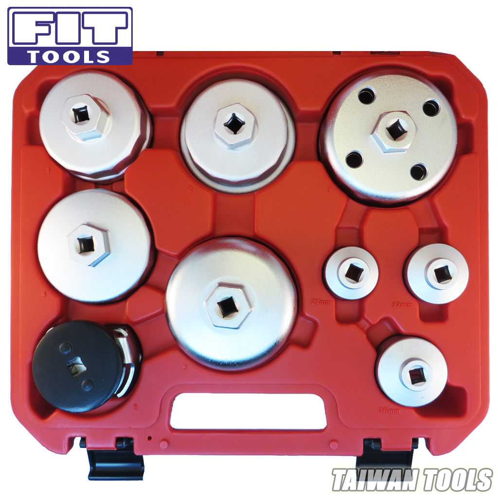 Fit Tools 9 Pcs 3/8 In.dr Forged Oil Filter Wrench Set