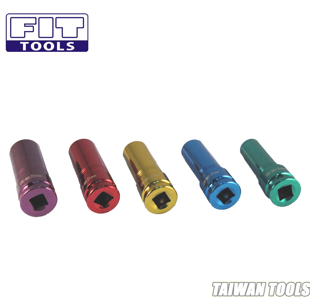 Fit Tools 5 Pcs 1/2 " Protective Wheel Cr-mo Deep Color Sockets Kit