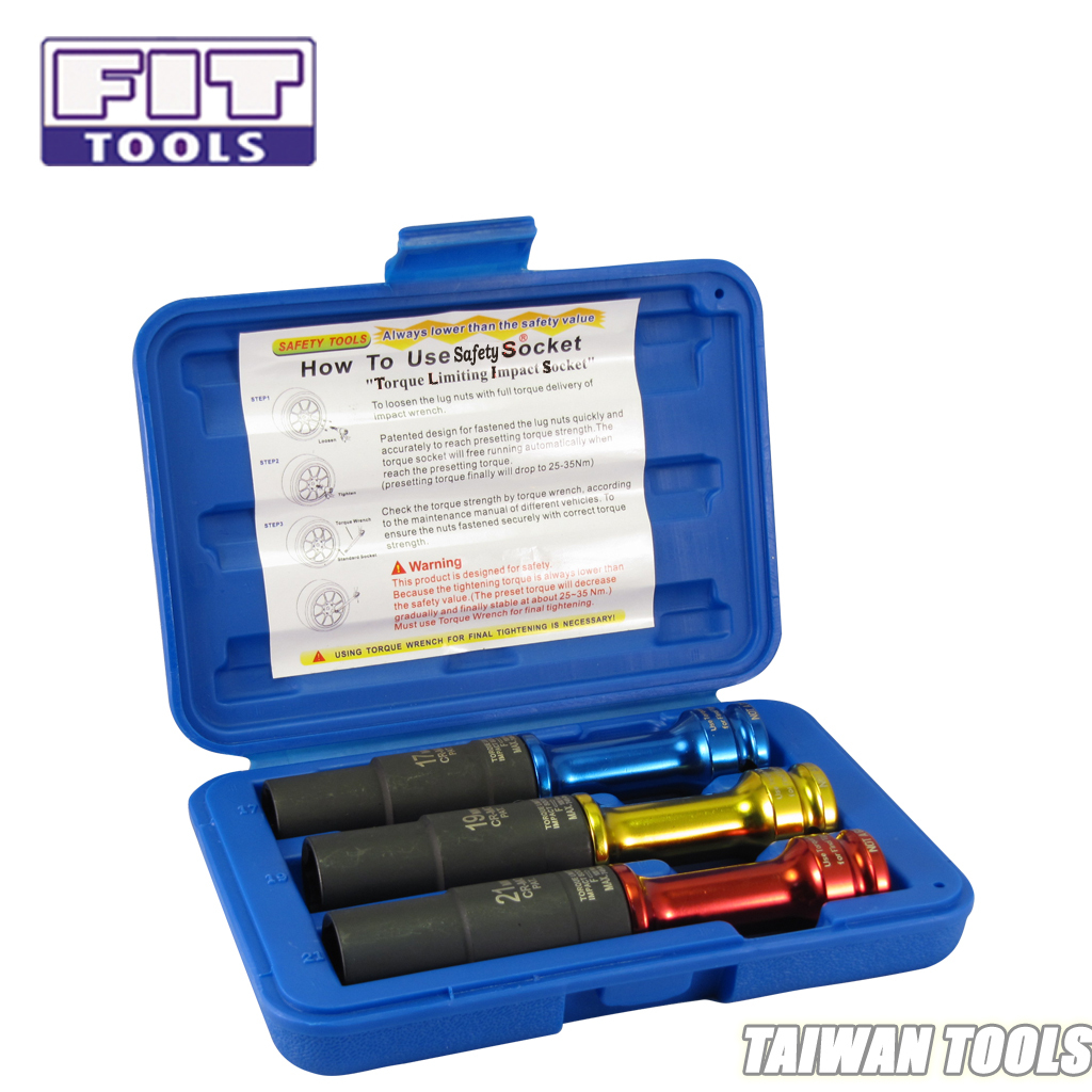 Fit Tools 3 Pcs 150mm Thin Wall Safety Torque Limited Impact Socket